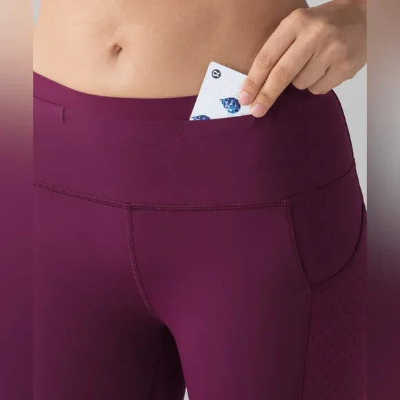 Lululemon Athletica Marvel Dark Pink Mind Over Miles Crop 17” Leggings size 4 - Picture 7 of 16